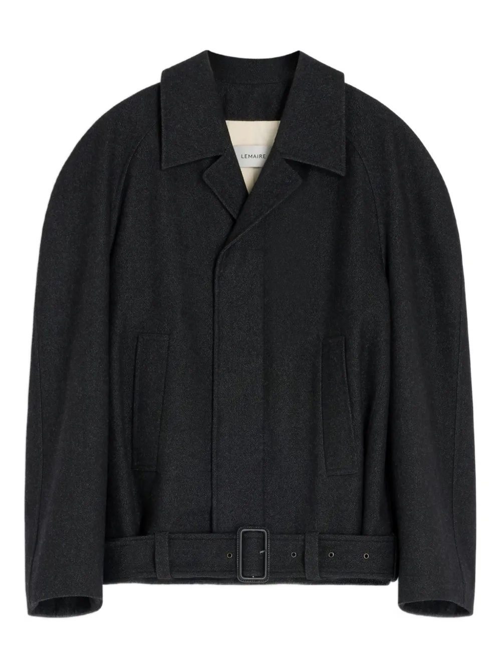 Lemaire Raglan-sleeve Belted Jacket In Black