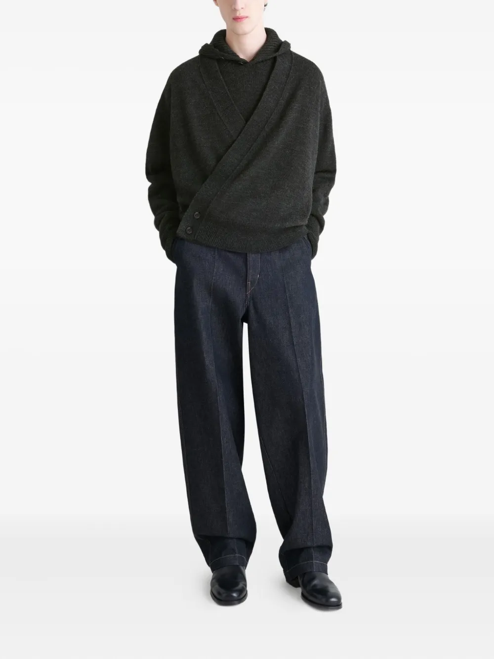 LEMAIRE wrap double-breasted cardigan Zwart
