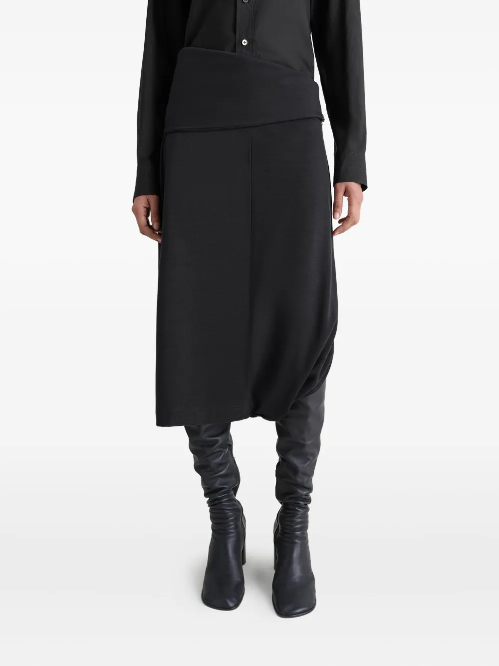 Lemaire Twisted-hem Skirt In Black