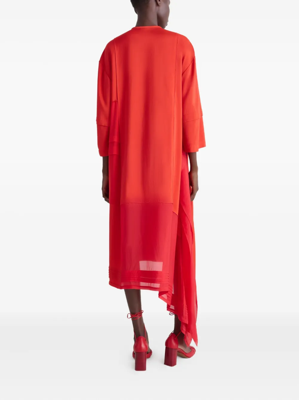 LEMAIRE Midi-jurk met asymmetrische afwerking Rood