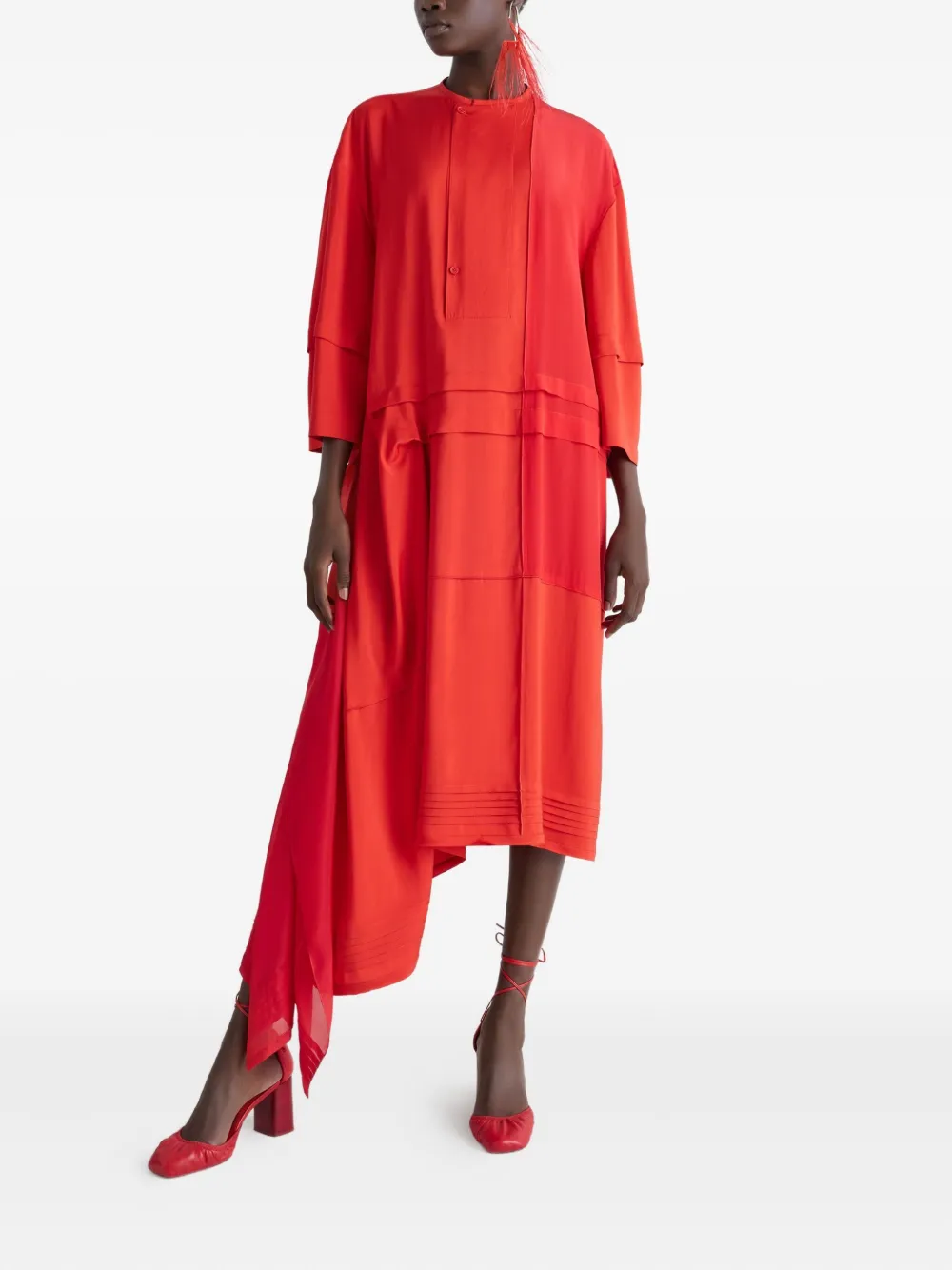 LEMAIRE Midi-jurk met asymmetrische afwerking Rood