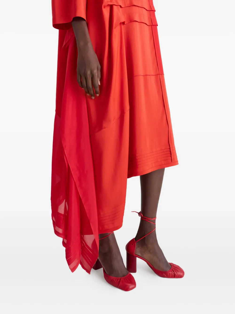 LEMAIRE Midi-jurk met asymmetrische afwerking Rood