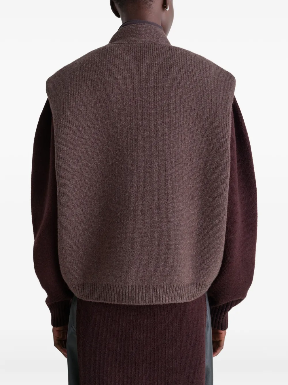 Lemaire Maxi Patch-pocket Sleeveless Cardigan In Brown
