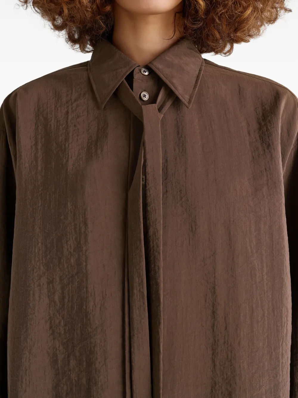 LEMAIRE Blouse met geknoopte hals BR402 BRUNETTE