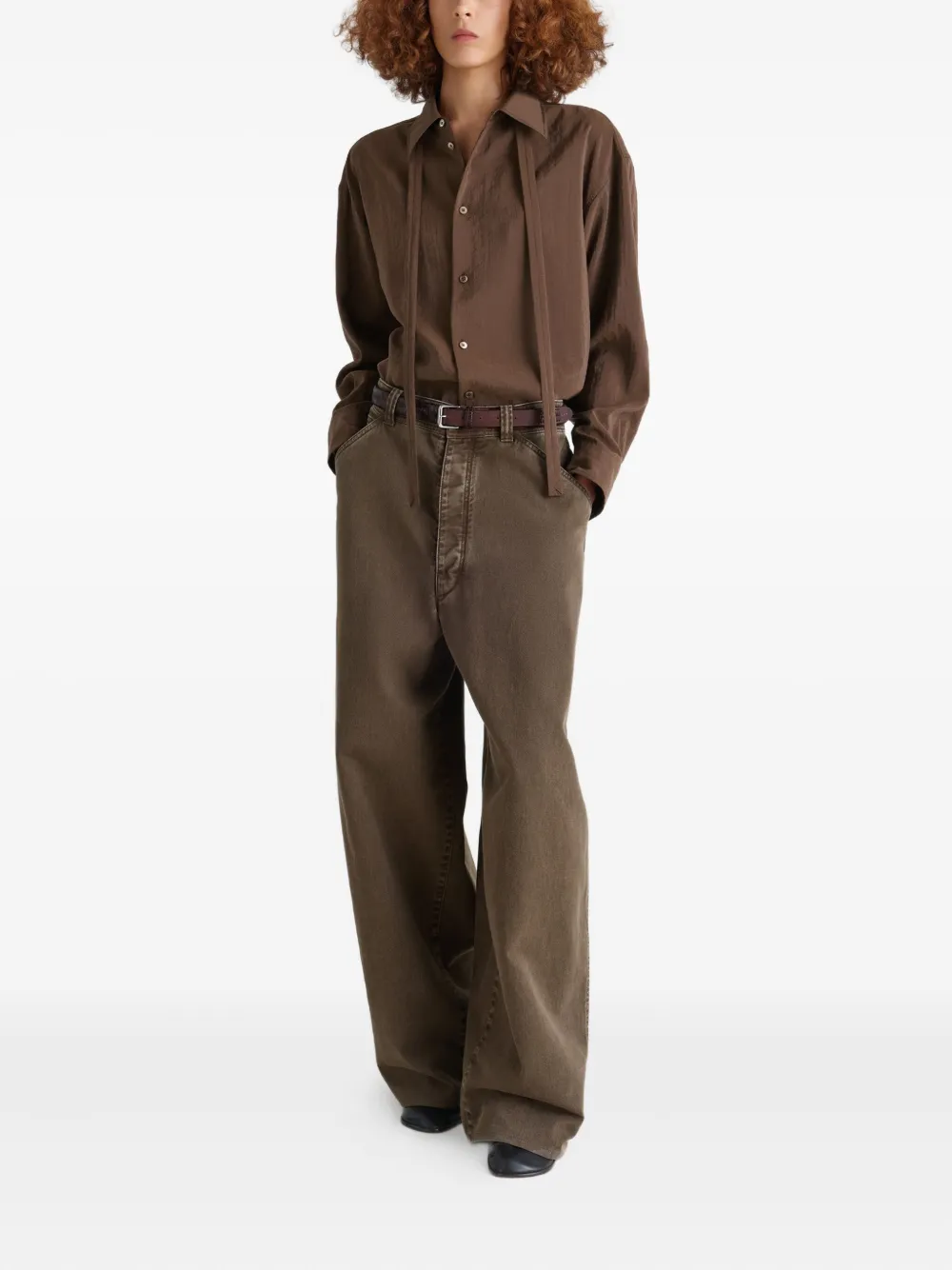 LEMAIRE Blouse met geknoopte hals - BR402 BRUNETTE