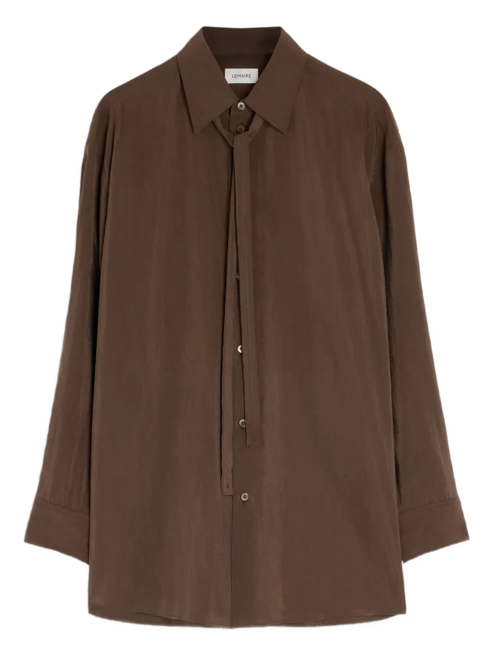 Lemaire Tied-neck Shirt In Brown