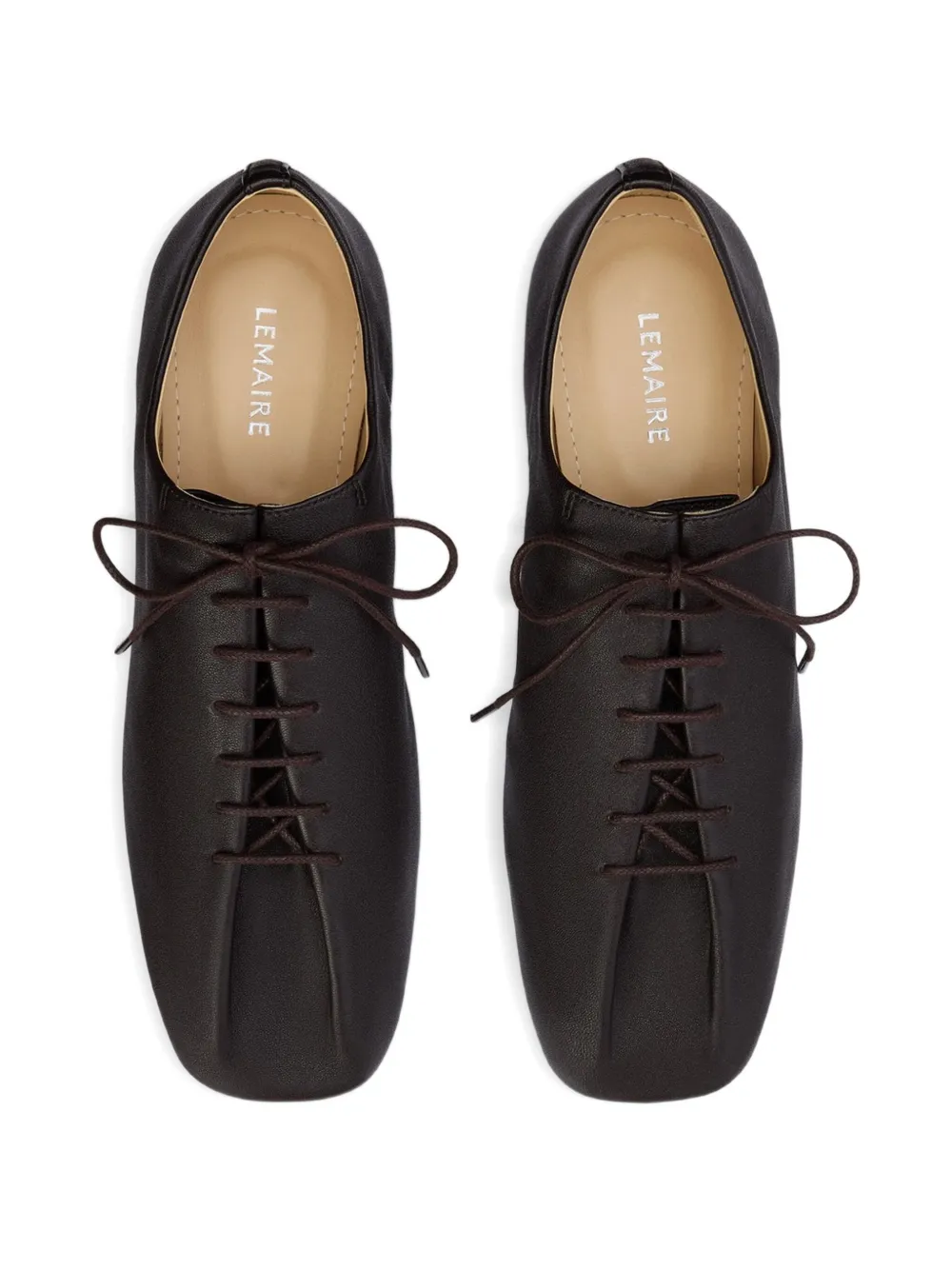 LEMAIRE Souris folded leather lace-up derby Brown