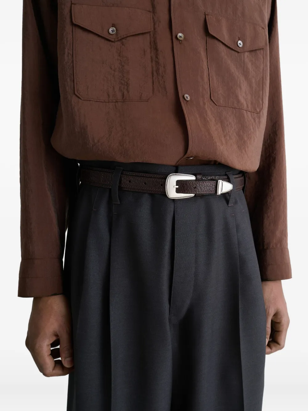 LEMAIRE Minimal Western leren riem Bruin