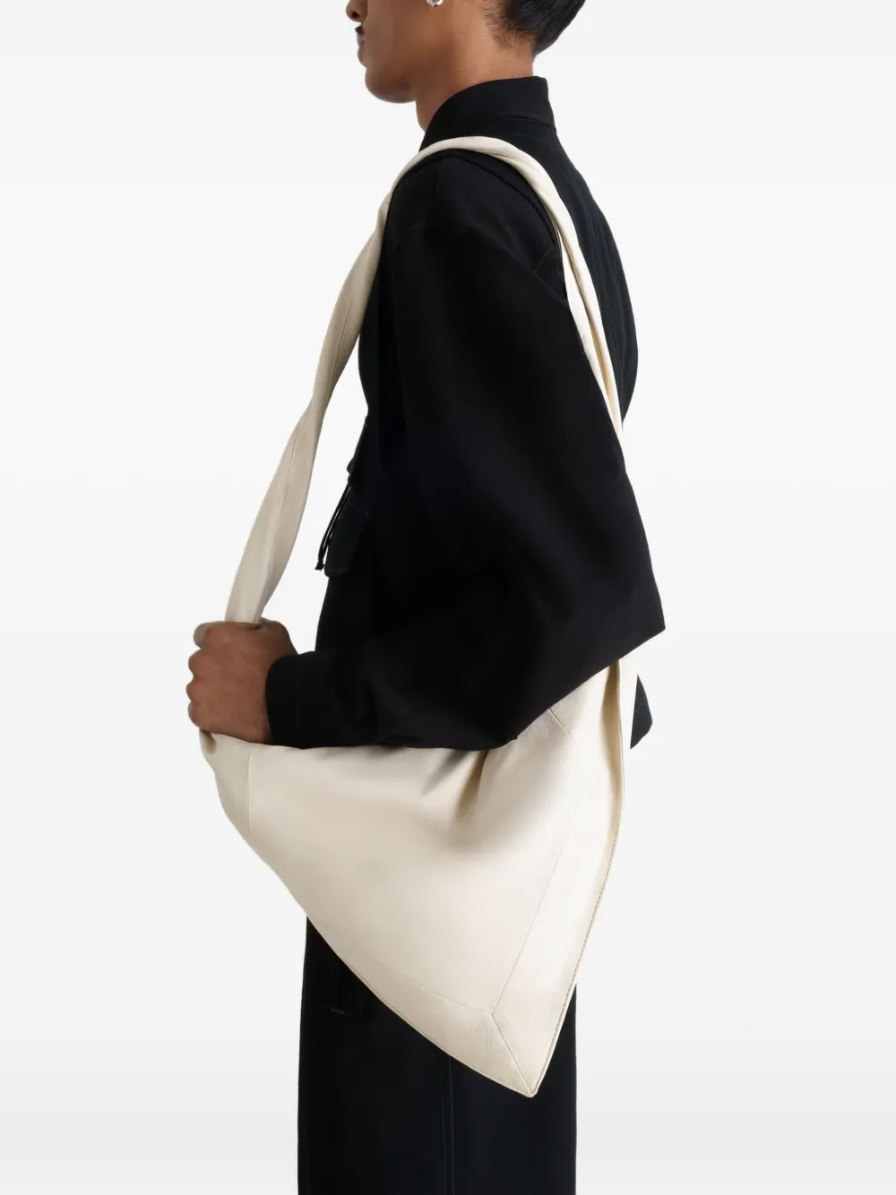 LEMAIRE Scarf leren schoudertas met gedraaid bandje Beige