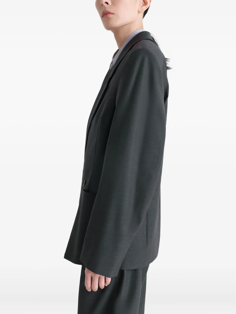 Lemaire Double-breasted Patch-pocket Blazer In Gray
