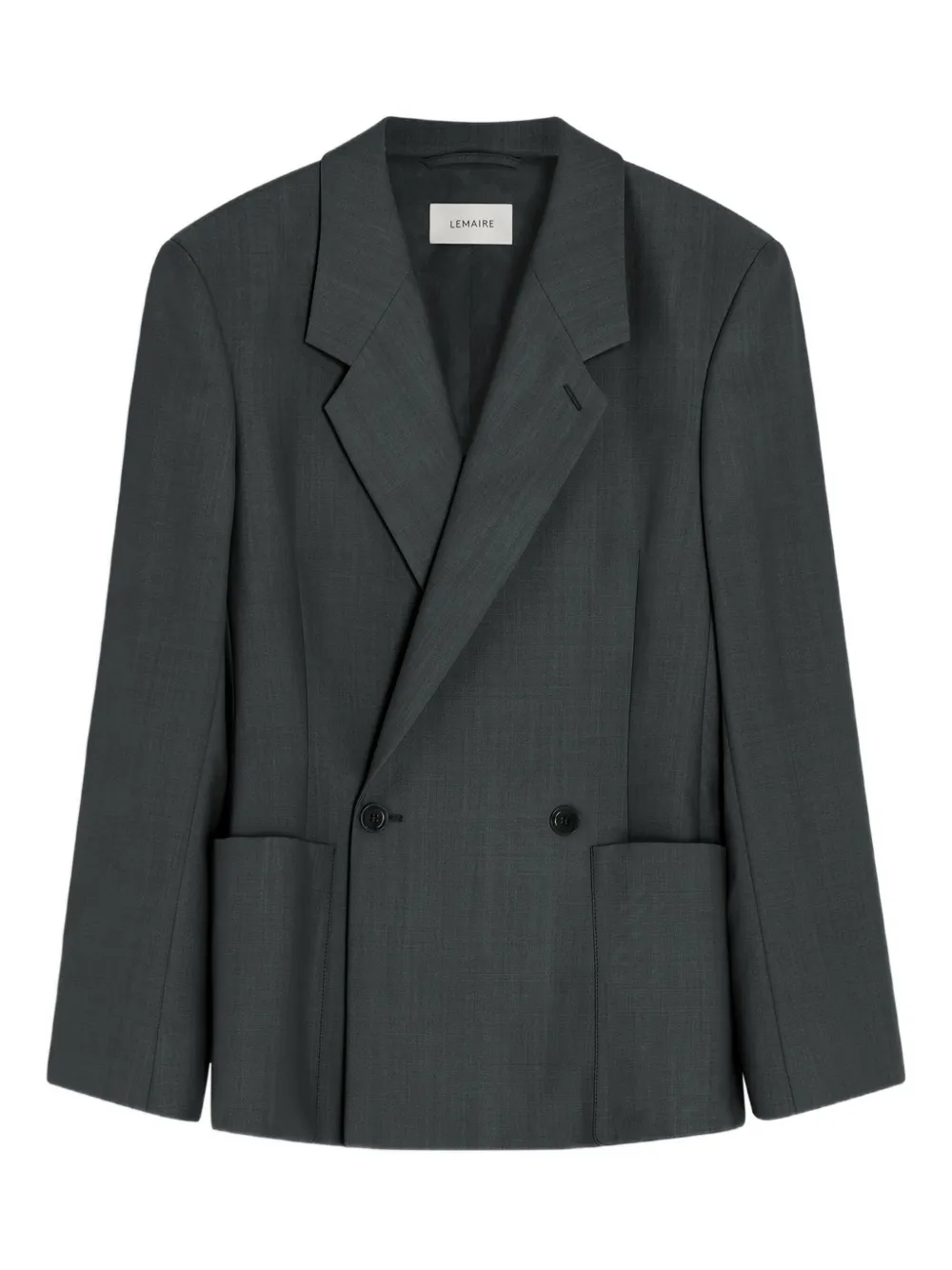 Lemaire Double-breasted Patch-pocket Blazer In Gray