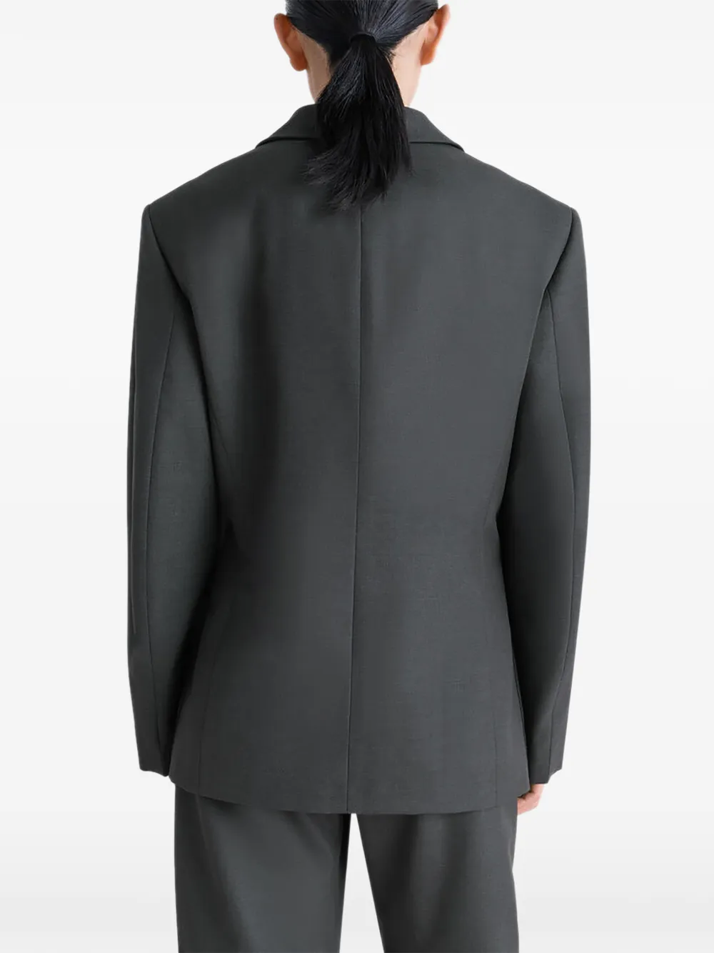 LEMAIRE Double-breasted Patch-pocket Blazer in Grey, view 4