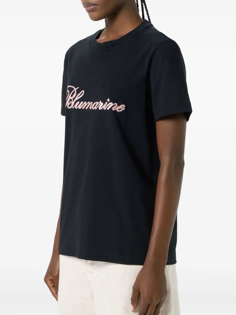 Blumarine logo-embellished T-shirt Zwart