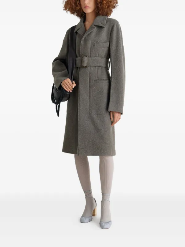 LEMAIRE Belted Tailored Coat | Grey | FARFETCH