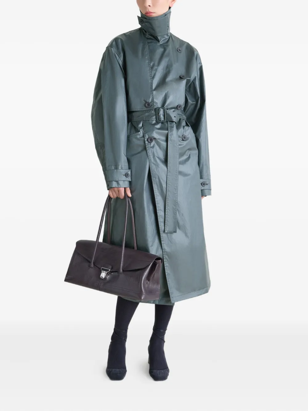 LEMAIRE Metallic trenchcoat Blauw