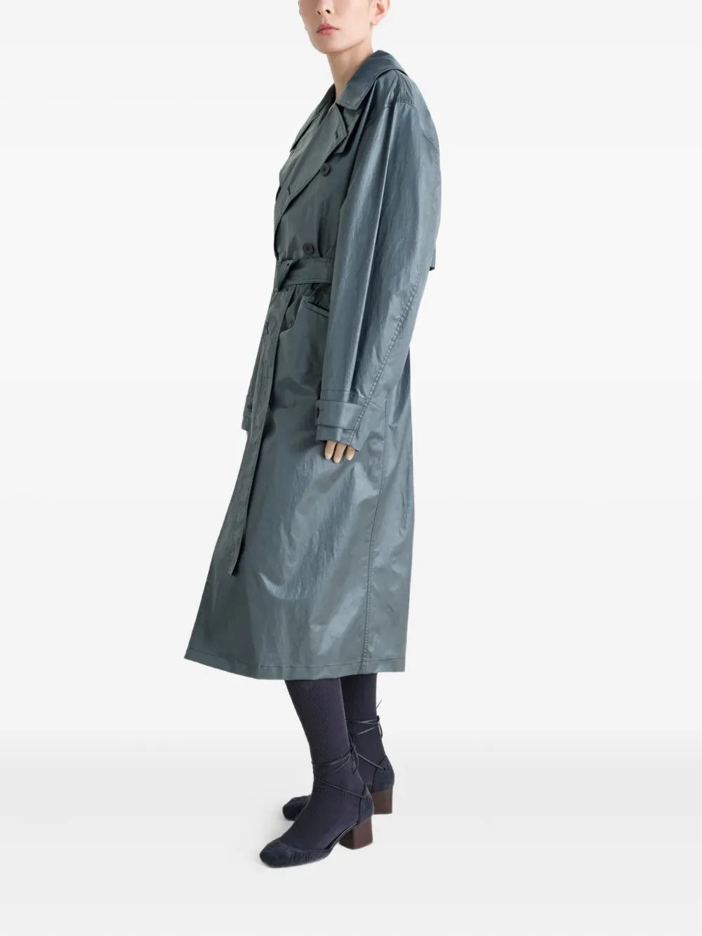 LEMAIRE Metallic trenchcoat Blauw