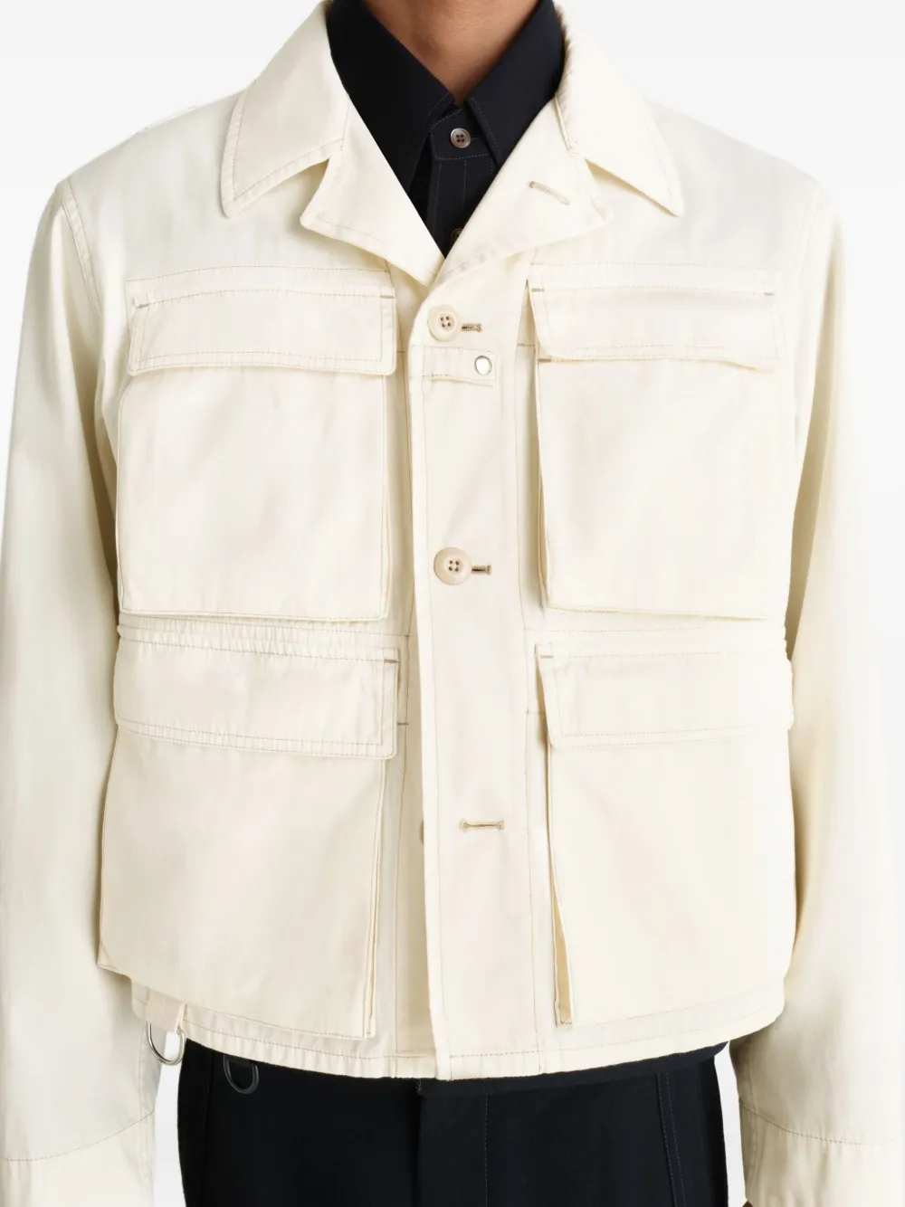 Lemaire Gusseted-pocket Utility Military Jacket In Neutral