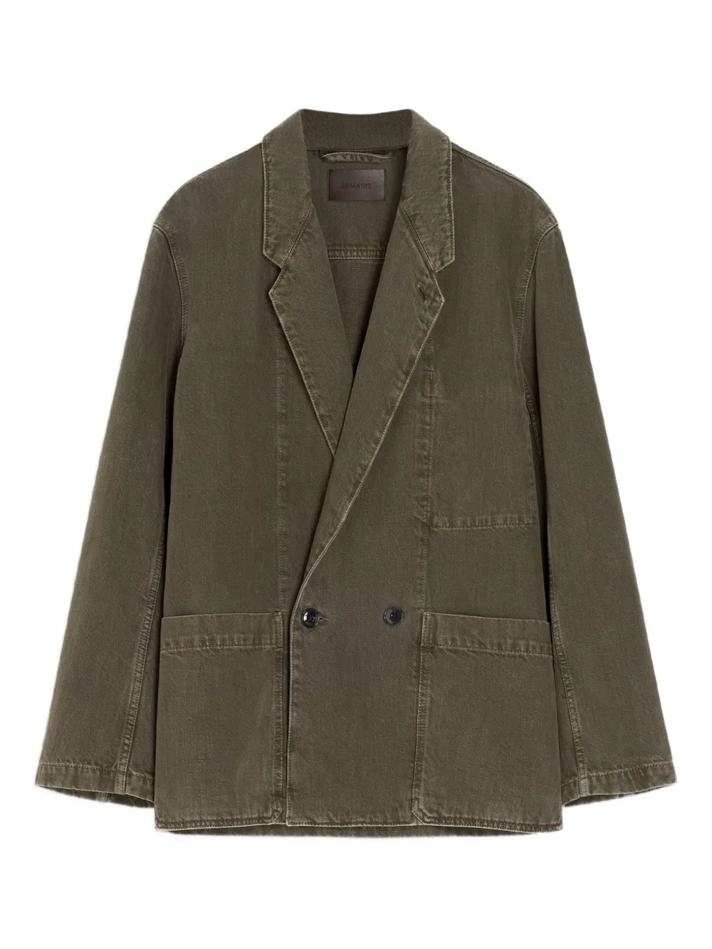 Lemaire Double-breasted Patch-pocket Blazer In Green