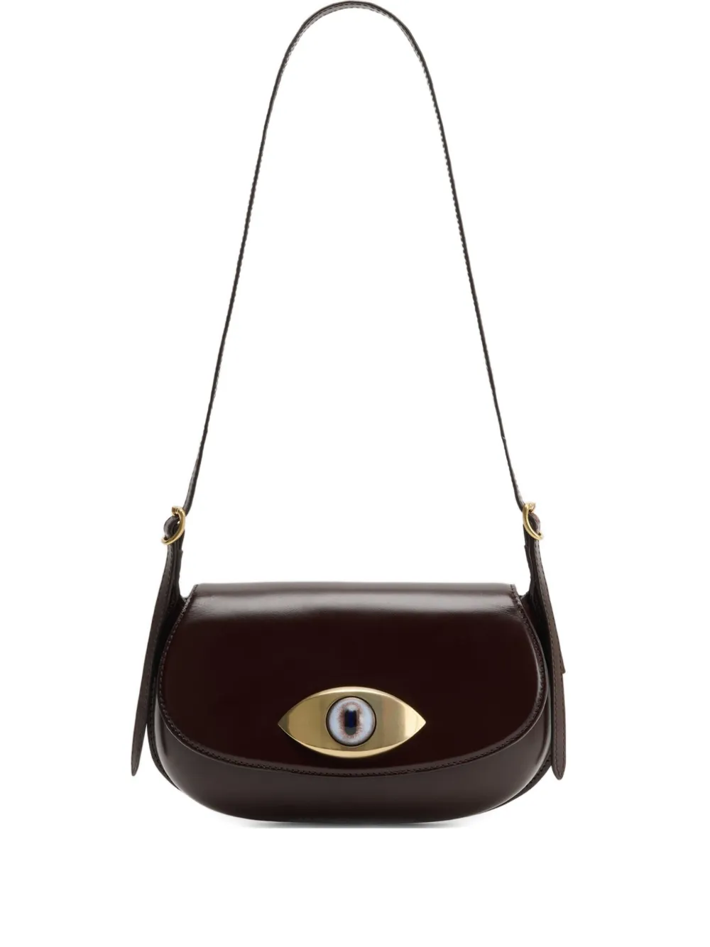 Lemaire Aubock Eye-shaped Embellishment Leather Shoulder Bag In Brown