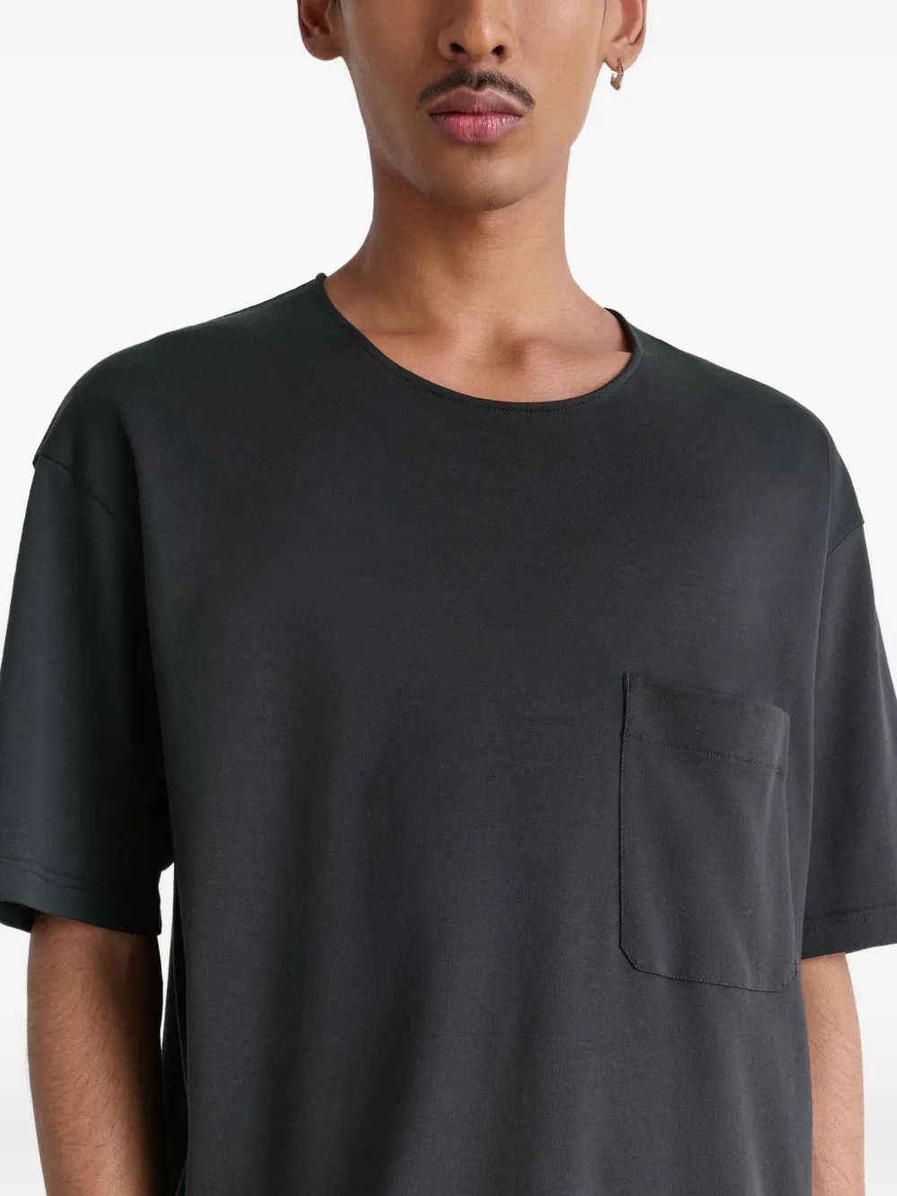 LEMAIRE patch-pocket crewneck T-shirt BK999 BLACK