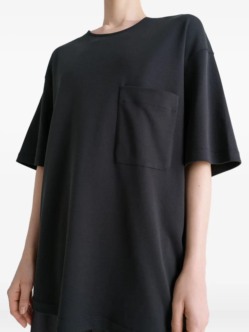 LEMAIRE patch-pocket crewneck T-shirt BK999 BLACK