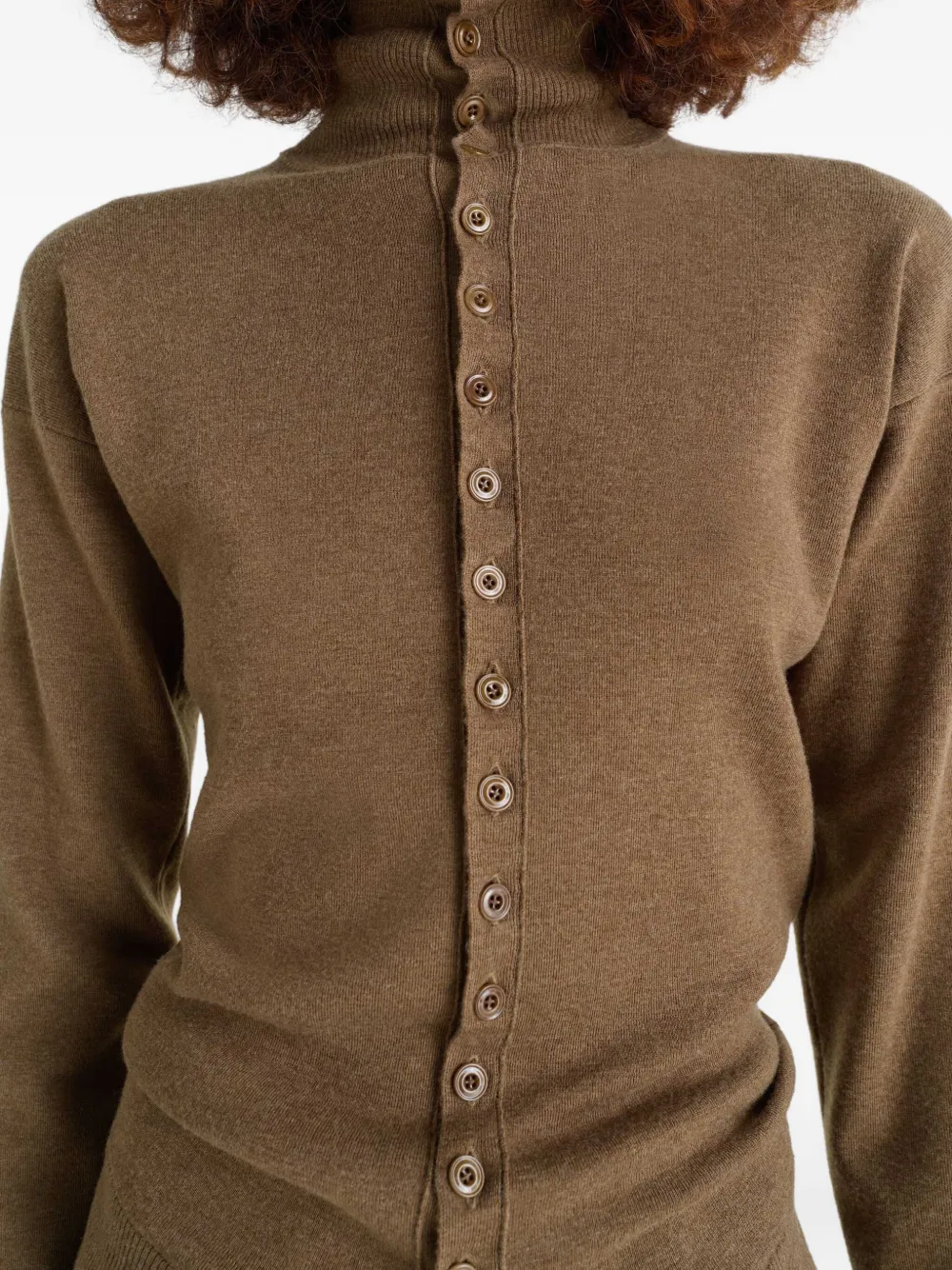 Lemaire Turtleneck Buttoned Cardigan In Brown