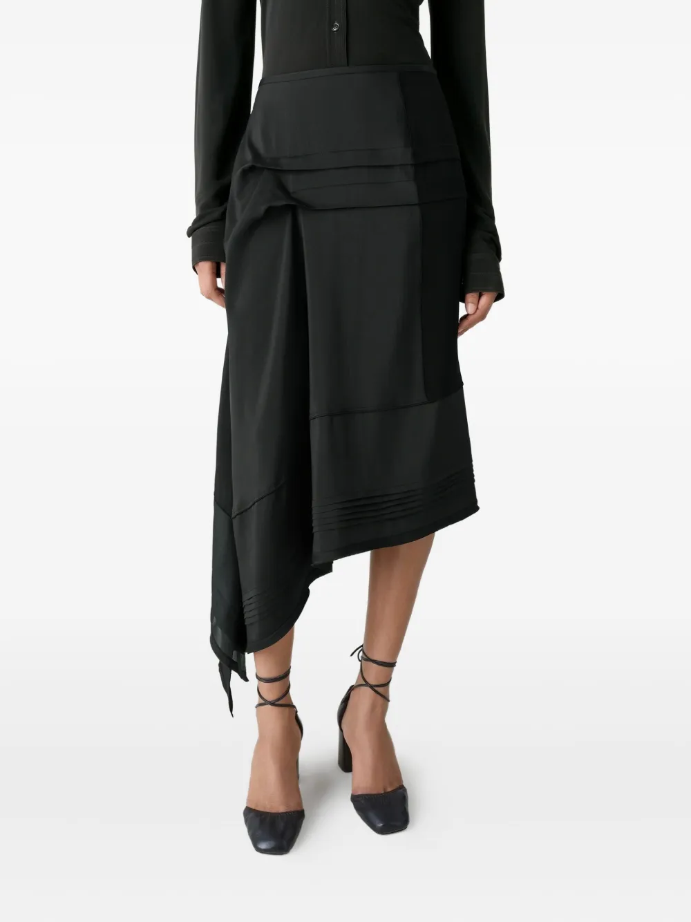 Lemaire Pleated Asymmetric Skirt In Gray