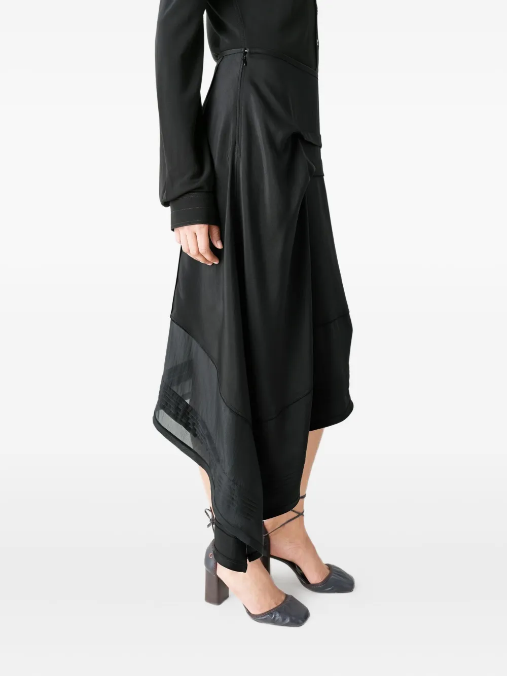 Lemaire Pleated Asymmetric Skirt In Gray