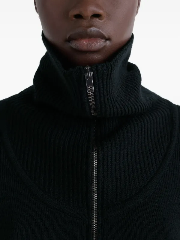 LEMAIRE ribbed-knit half-zip Sweater | Black | FARFETCH JO
