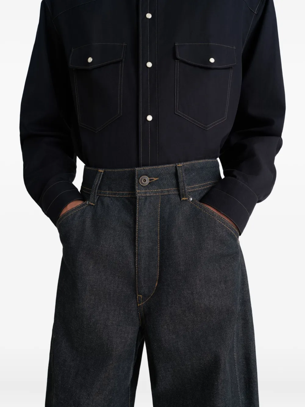 LEMAIRE Gedraaide cargo jeans met vlak Zwart
