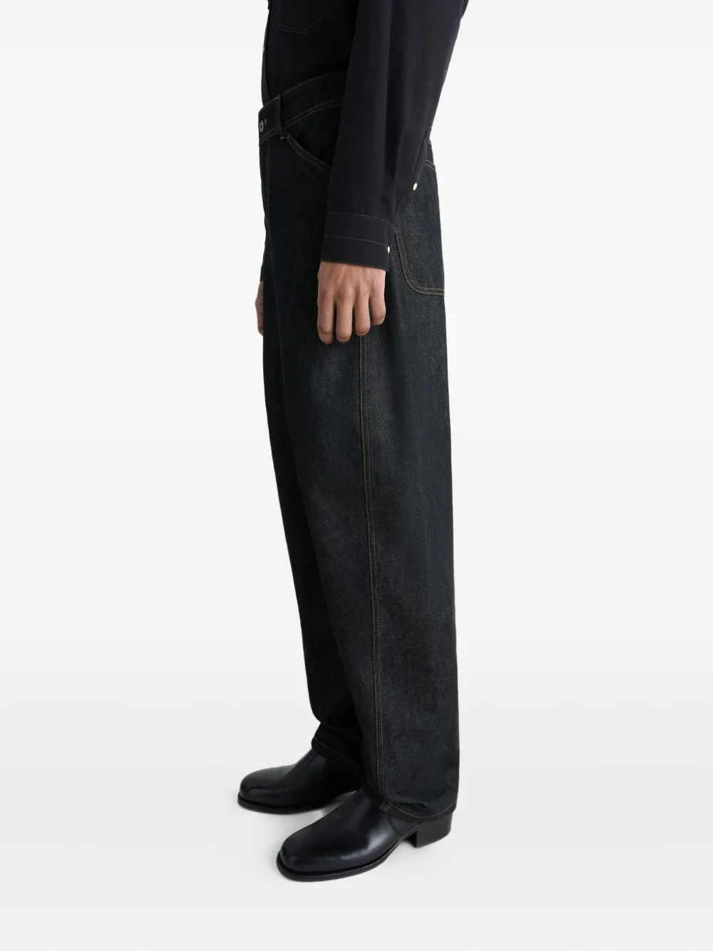 LEMAIRE Gedraaide cargo jeans met vlak Zwart