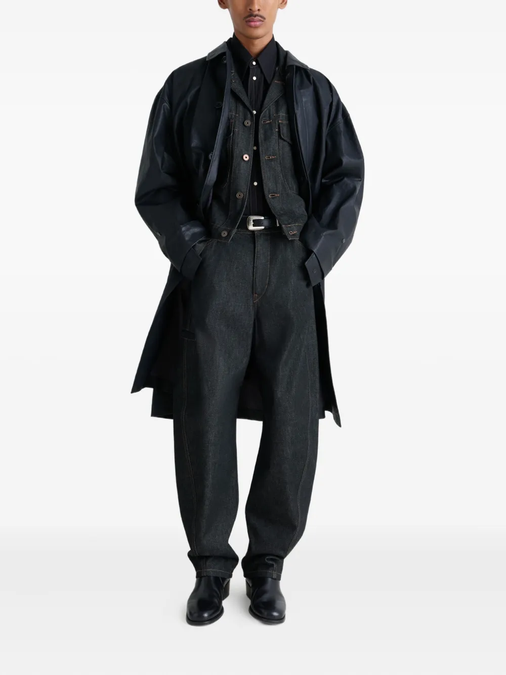 LEMAIRE Gedraaide cargo jeans met vlak - Zwart