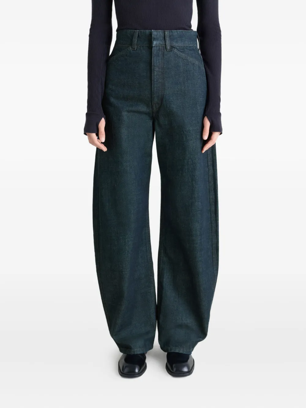 LEMAIRE High waist curved jeans Blauw