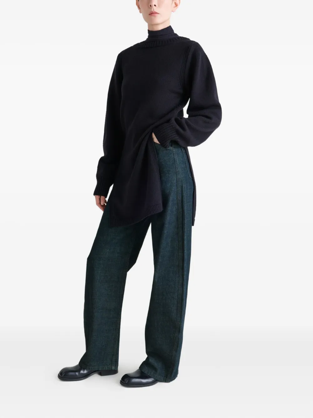 LEMAIRE High waist curved jeans - Blauw