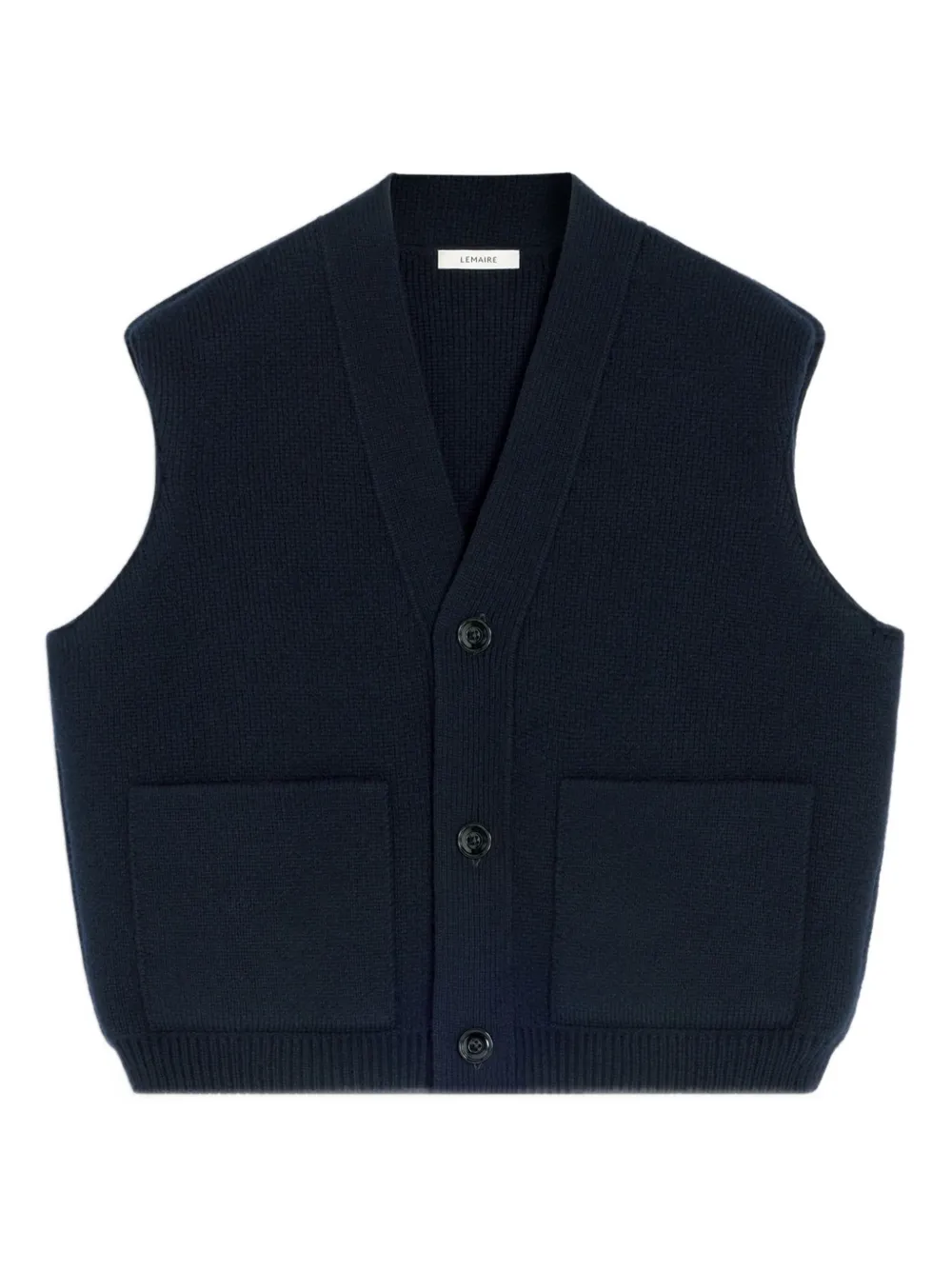 LEMAIRE patch-pocket V-neck cardigan | Blue | Image 1