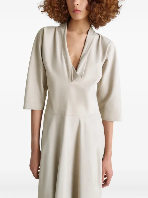 satin midi dress with short sleeves Hammered Satin Cocktail Dress