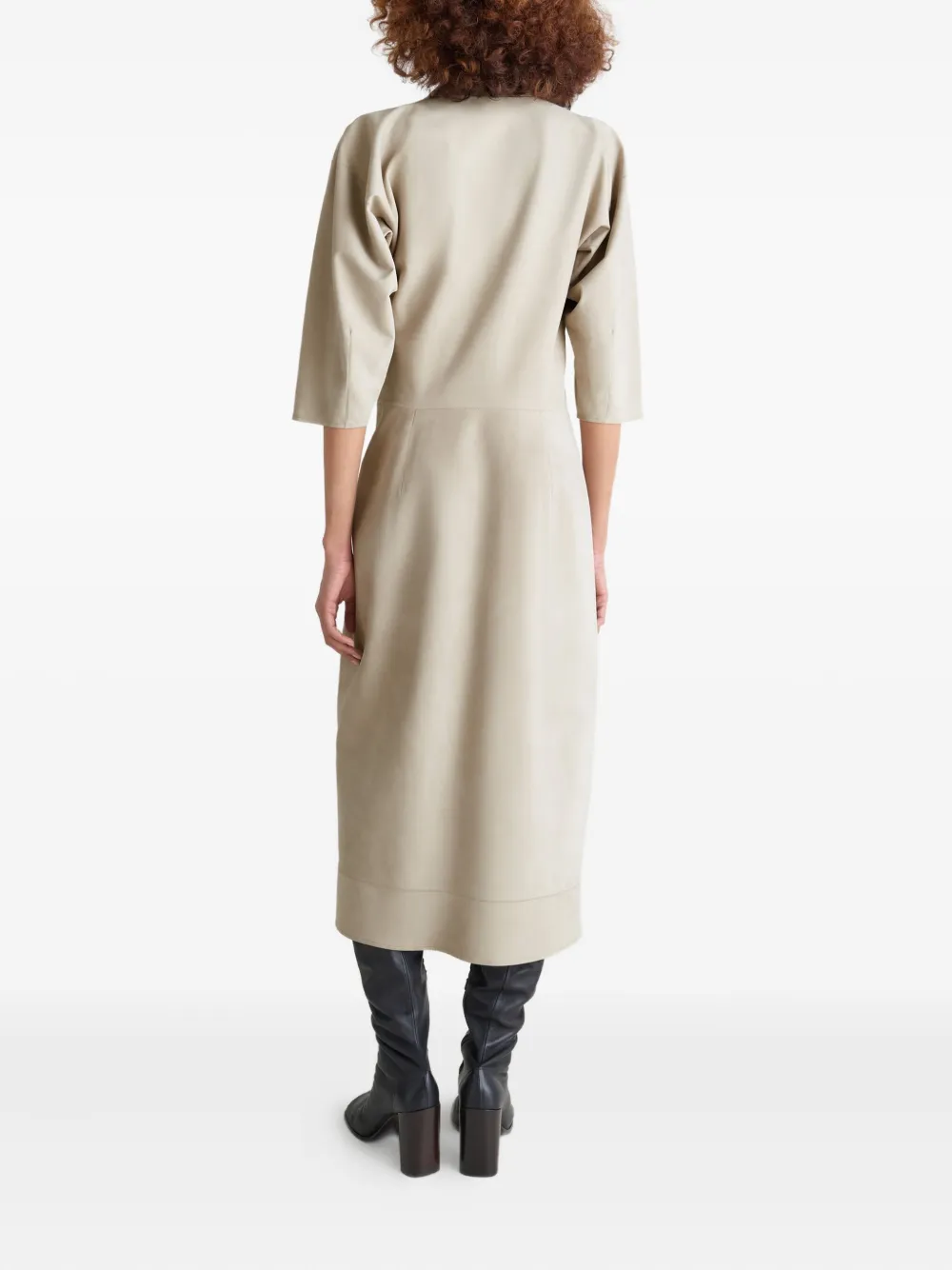LEMAIRE Midi-jurk met V-hals Beige