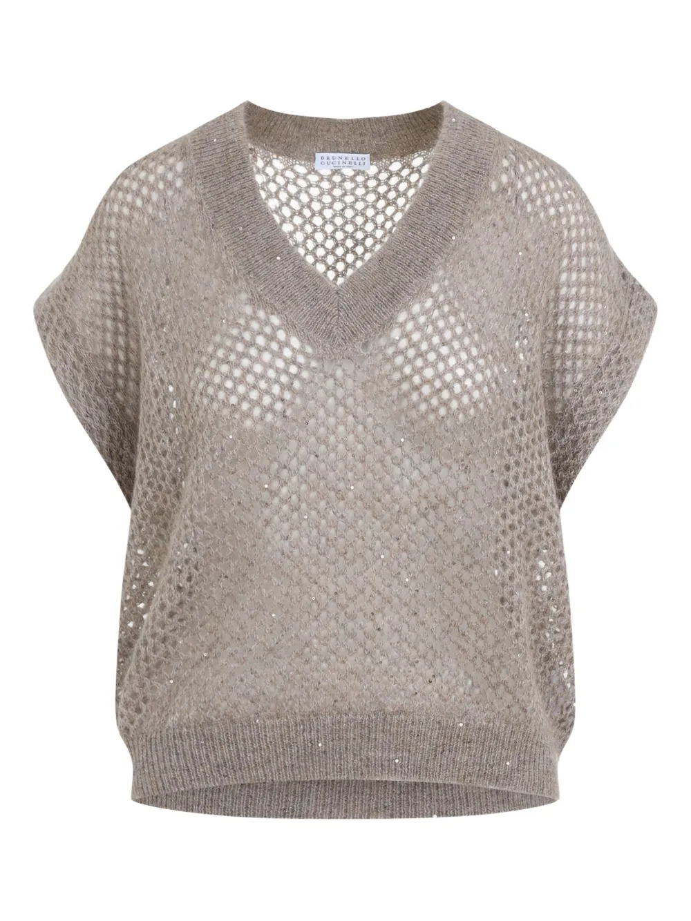 BRUNELLO CUCINELLI MESH V-NECK SWEATER
