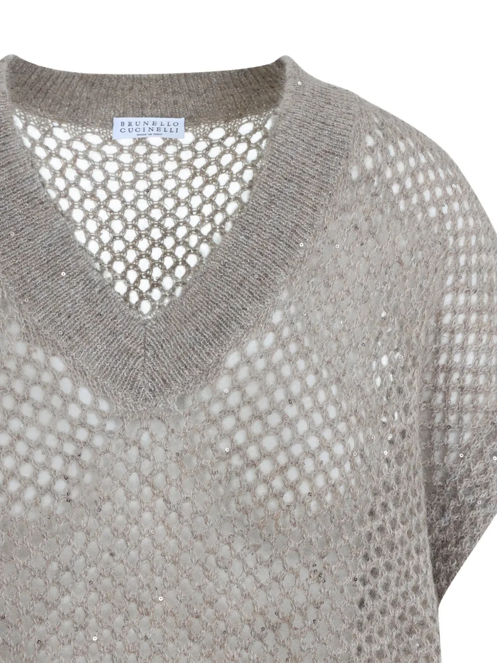 BRUNELLO CUCINELLI MESH V-NECK SWEATER