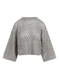 Brunello Cucinelli open-knit short-sleeve sweater - Grey