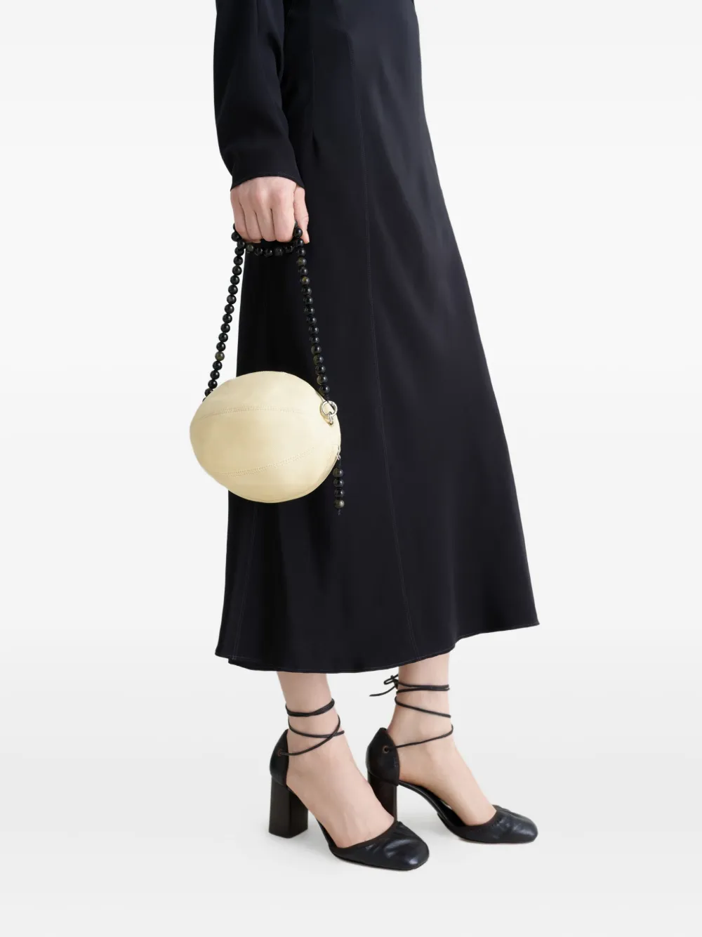 LEMAIRE Balloon schoudertas met kralenband - Geel
