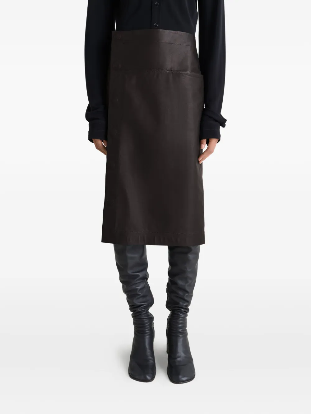 Lemaire Lederrock Mit Druckknopfverschluss In Black