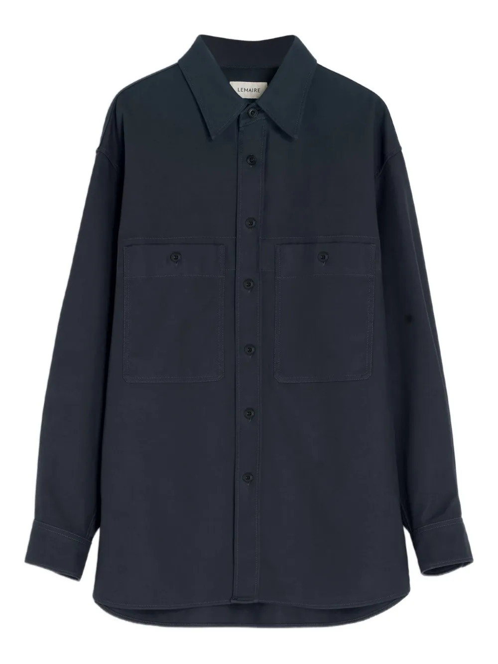 Lemaire Patch-pocket Twill Overshirt In Blue