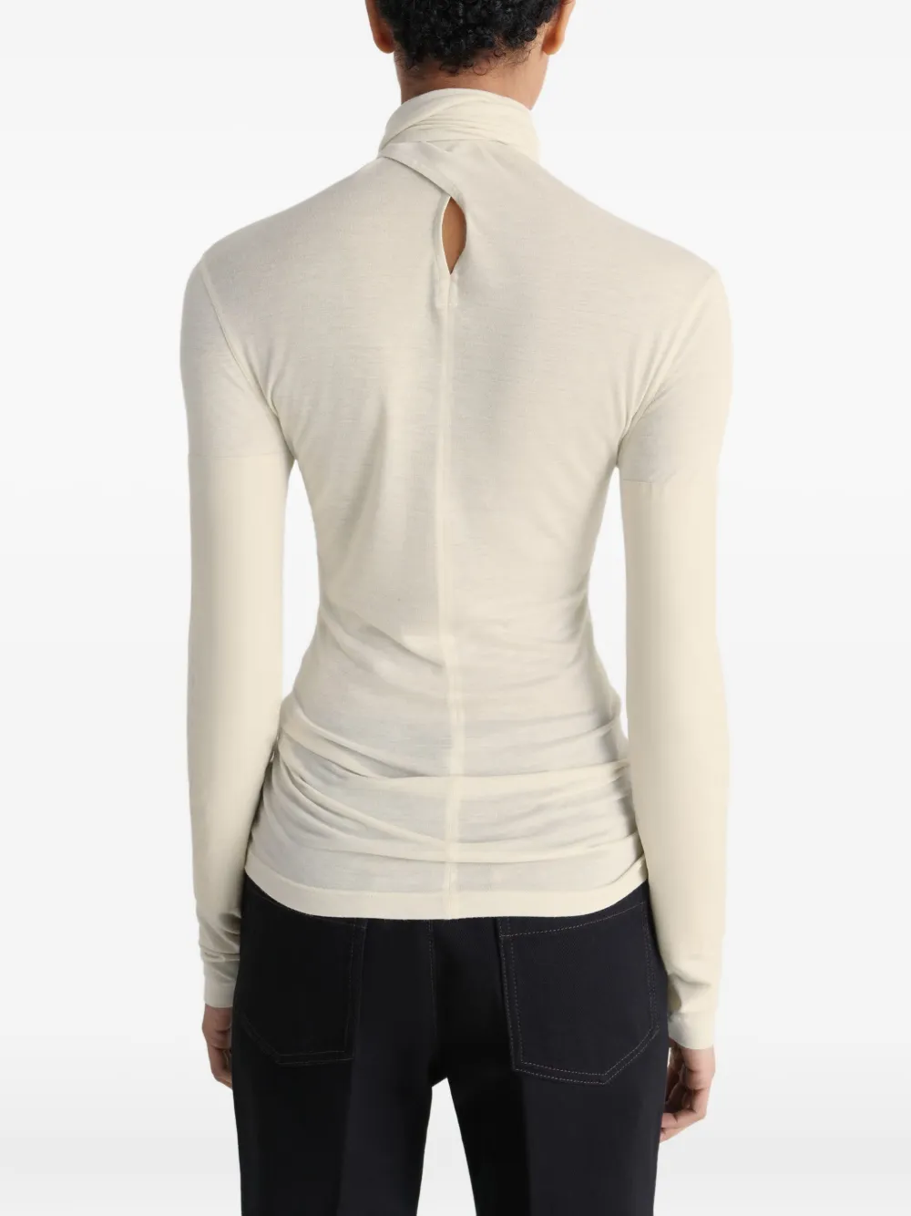 LEMAIRE T-shirt met gestrikte hals Wit
