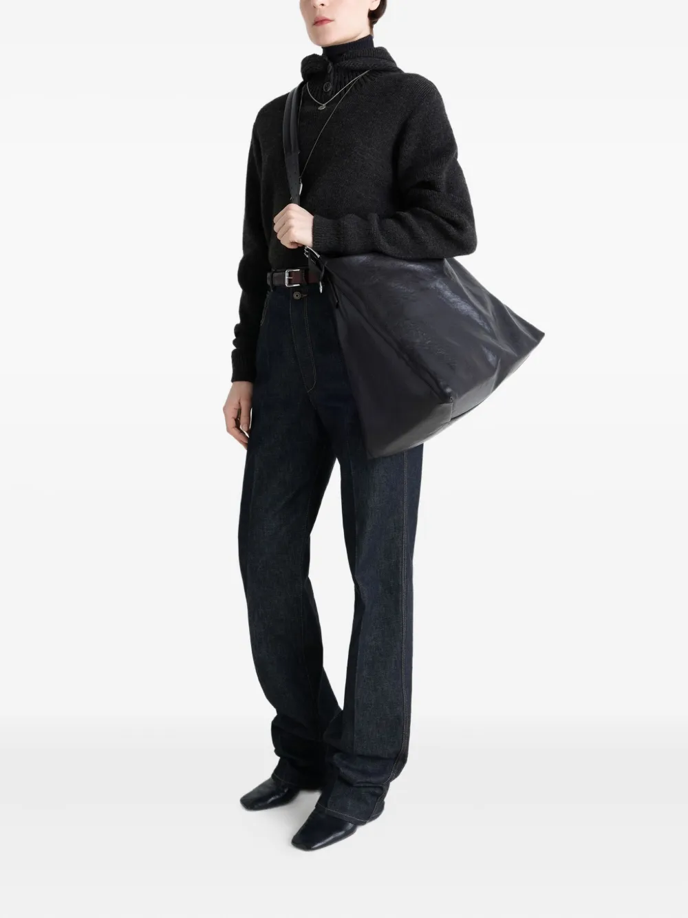 LEMAIRE belted shoulder bag Zwart