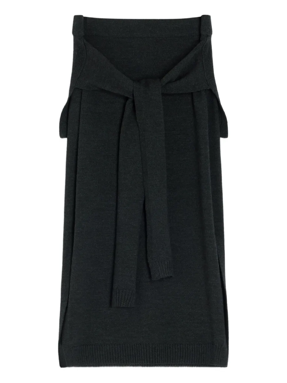 Lemaire Tie-around Ribbed Midi Skirt In Gray