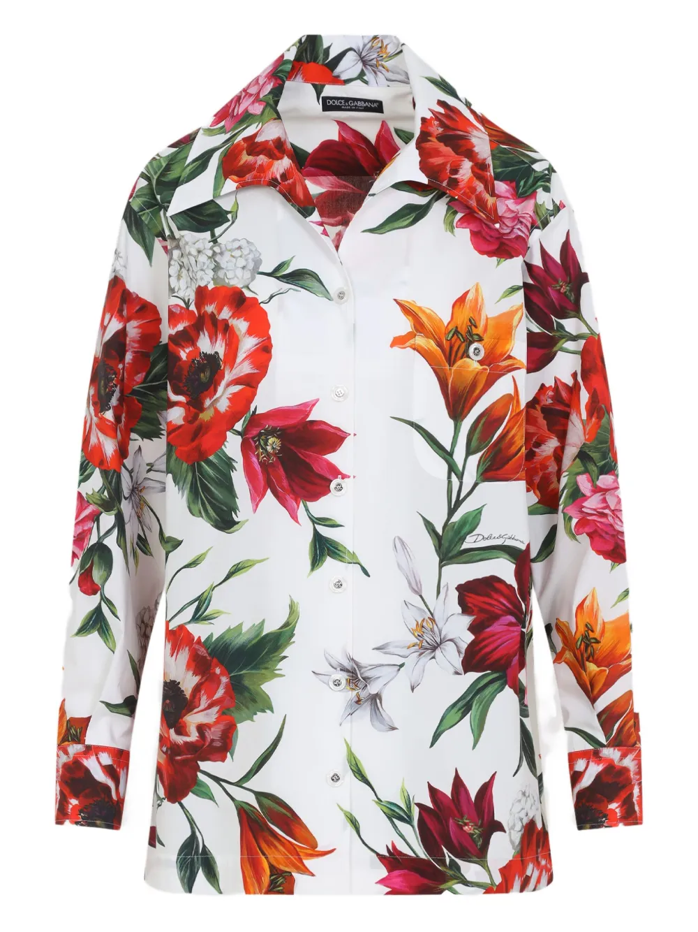 floral-print cotton shirt