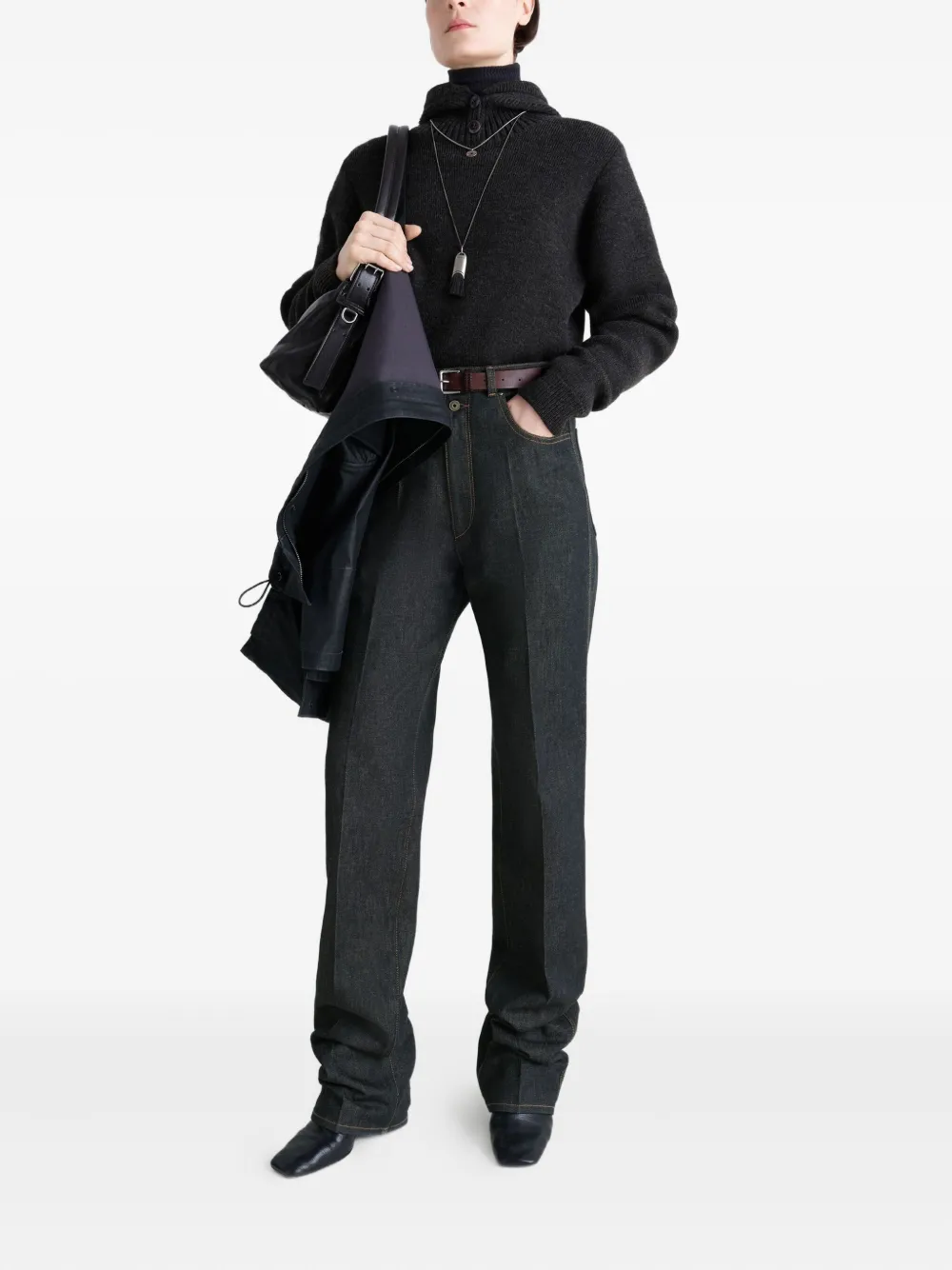 LEMAIRE High waist plooibroek - Blauw