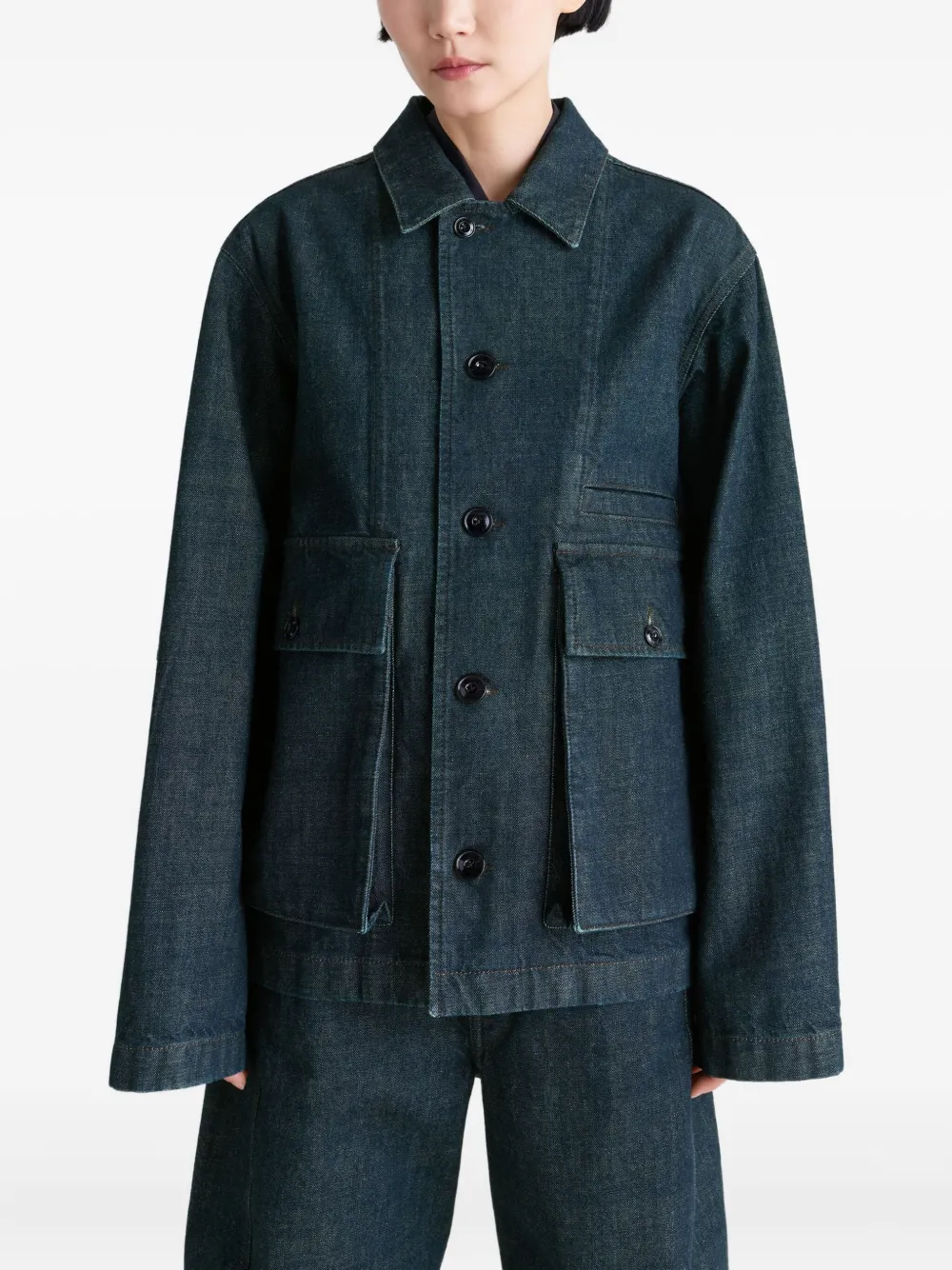 LEMAIRE Denim jack verfraaid met zak Blauw