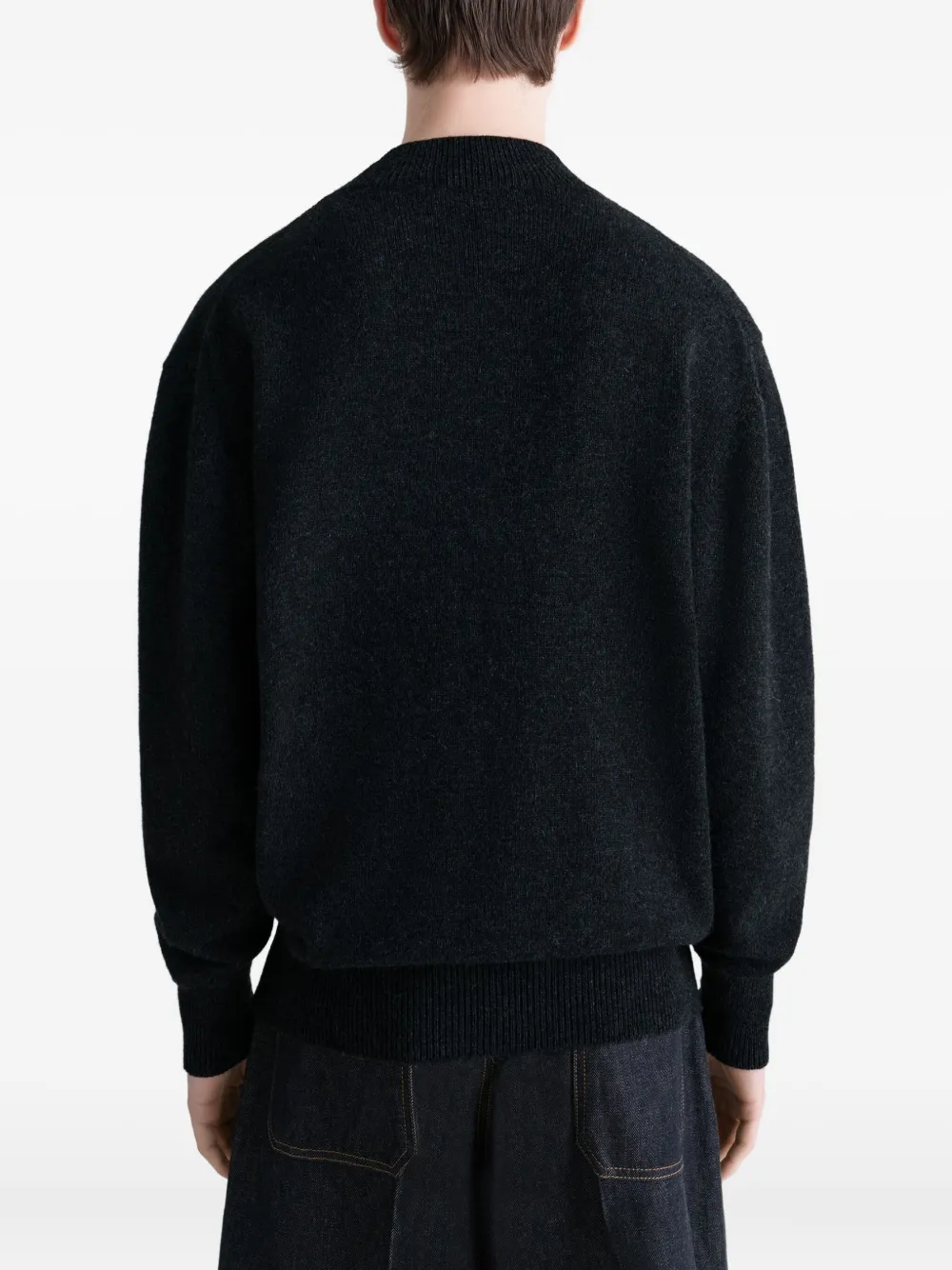 LEMAIRE mock-neck ribbeed sweater Grijs